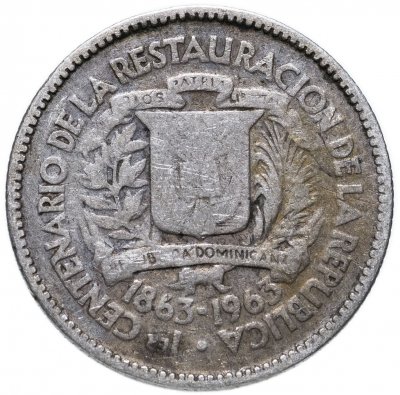 купить Доминикана 10 сентаво (centavos) 1963 100 лет восстановлению Республики
