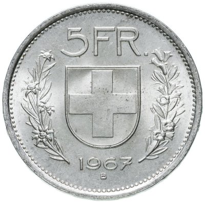 купить Швейцария 5 франков (francs) 1967
