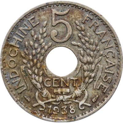 купить Французский Индокитай 5 сантимов (centimes) 1938