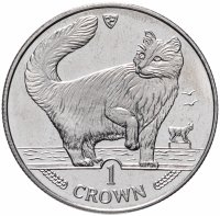 купить Остров Мэн 1 крона (crown) 1991 "Кошки - Норвежская лесная кошка"