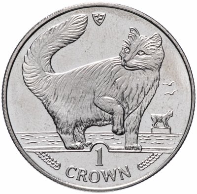 купить Остров Мэн 1 крона (crown) 1991 "Кошки - Норвежская лесная кошка"