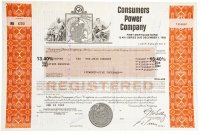 Купить Акция США Consumers Power Company 1972 - 1975 гг.