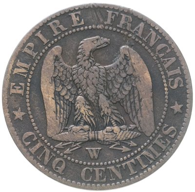 купить Франция 5 сантимов (centimes) 1854 W