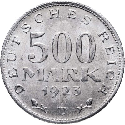 купить Германия 500 марок 1923, знак монетного двора "D" — Мюнхен