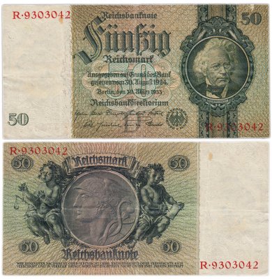 купить Германия 50 рейхсмарок 1933 (Pick 182)