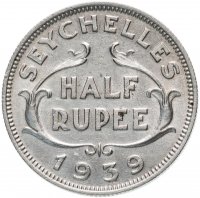 Купить Сейшельские острова 1/2 рупии (rupee) 1939