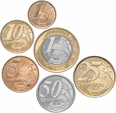купить Бразилия набор из 6 монет 1998-2020 (1, 5, 10, 25, 50 сентаво и 1 реал)