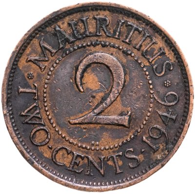купить Маврикий 2 цента (cents) 1946