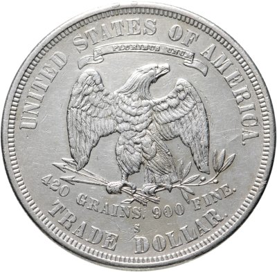 купить США 1 доллар (dollar) 1877 S Торговый доллар знак монетного двора: "S" - Сан-Франциско