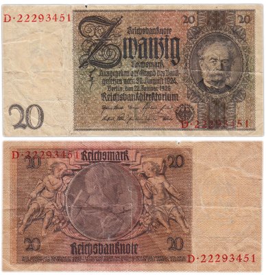 купить Германия 20 рейхсмарок 1933 (Pick 181)
