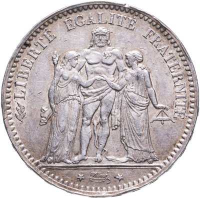 купить Франция 5 франков (francs) 1876 Геркулес "A" - Париж