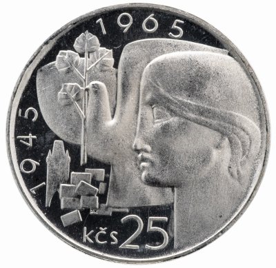 купить Чехословакия 25 крон (korun) 1965 "20 лет Независимости Чехословакии"