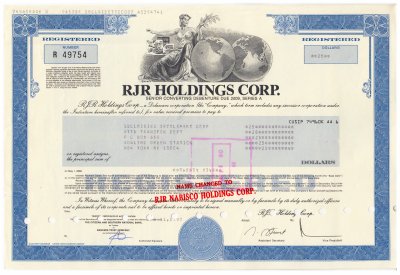 купить Акция США RJR HOLDINGS CORP. 1989 - 1990 гг.
