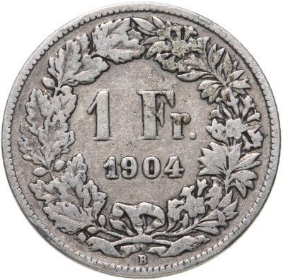 купить Швейцария 1 франк (franc) 1904