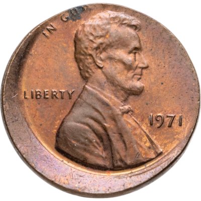 купить США 1 цент (cent) 1971 Мемориал Линкольна (Lincoln Memorial Cent) без обозначения монетного двора, БРАК