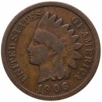 Купить США 1 цент (cent) 1906 Indian Head Cent