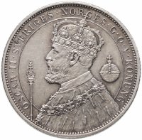 купить Швеция 2 кроны (kronor) 1897 25 лет вступлению на престол Короля Оскара II (серебряный юбилей)