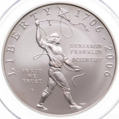 купить США 1 доллар (dollar) 2006 "300 лет со дня рождения Бенджамина Франклина", в слабе PCGS MS70