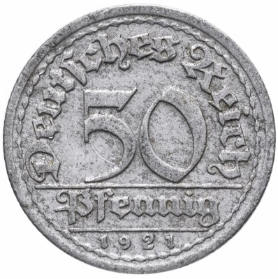 купить Германия (Веймарская республика) 50 пфеннигов (pfennig) 1921 J
