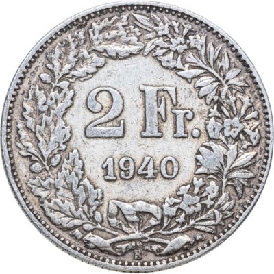 купить Швейцария 2 франка (francs) 1940