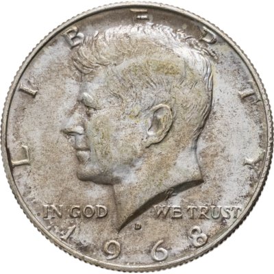 купить США 50 центов (1/2 доллара, half dollar) 1968 D Kennedy Half Dollar (Кеннеди) знак монетного двора "D" - Денвер
