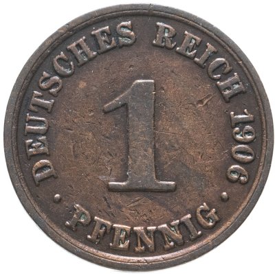 купить Германия 1 пфенниг 1906, знак монетного двора: "A" - Берлин