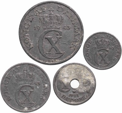 купить Дания набор от 1 до 10 эре 1943 (4 шт)