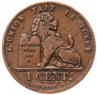 купить Бельгия 1 сантим (centime) 1901 Надпись на французском - 'DES BELGES'