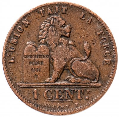купить Бельгия 1 сантим (centime) 1901 Надпись на французском - 'DES BELGES'