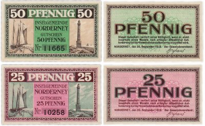 купить Германия (Ганновер: Нордерней) набор из 2-х нотгельдов 1918