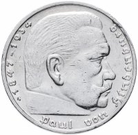 купить Германия, Третий Рейх 5 рейхсмарок 1936-1939, случайная дата и случайный монетный двор