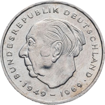 купить Германия, ФРГ 2 марки (mark) 1974 J "Теодор Хойс, 20 лет Федеративной Республике (1949-1969)"