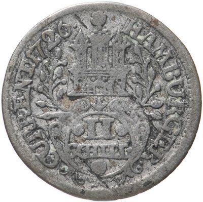 купить Германия, Свободный ганзейский город Гамбург 2 шиллинга 1726