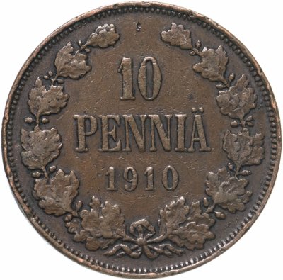 купить 10 пенни 1910, монета для Финляндии