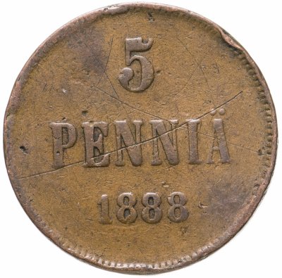 купить 5 пенни 1888, монета для Финляндии