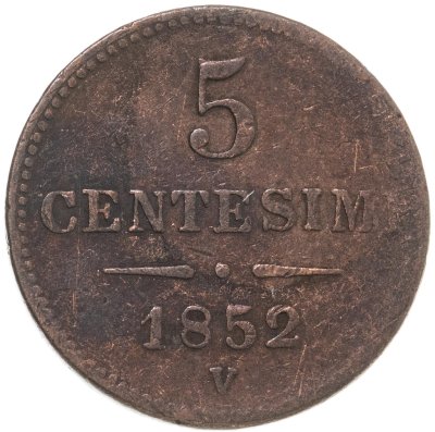 купить Ломбардия-Венеция 5 чентезимо 1852 V