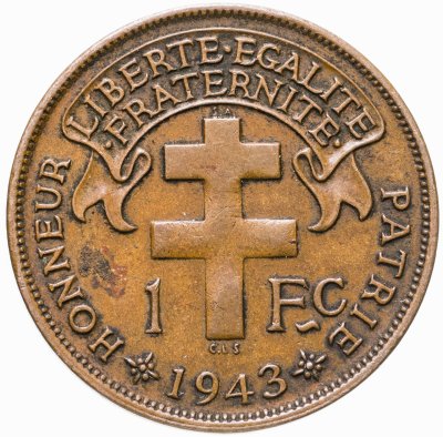 купить Мадагаскар 1 франк (franc) 1943