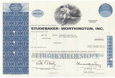 купить Акция США STUDEBAKER - WORTHINGTON, INC 1976- 1978 гг.