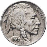 Купить США 5 центов (cents) 1937 Buffalo Nickel Без отметки монетного двора