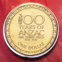 Купить Австралия 1 доллар (dollar) 2016 "100 лет АНЗАК" (в конверте, с маркой)