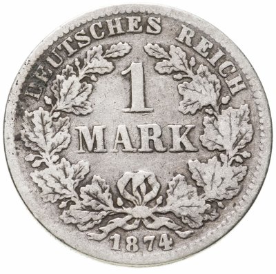 купить Германская Империя, 1 марка 1874 знак монетного двора "F" - Штутгарт