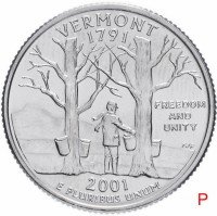 купить США 1/4 доллара (квотер, 25 центов) 2001 P "Штат Вермонт"