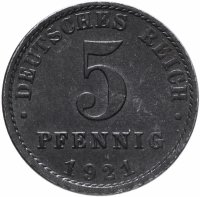 купить Германия (Веймарская республика) 5 пфеннигов 1921