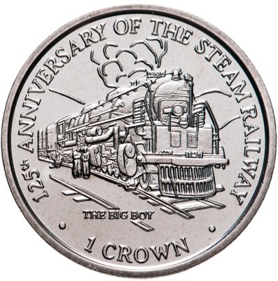 купить Остров Мэн 1 крона (crown) 1998 "125 лет паровой железной дороге - локомотив Big Boy"