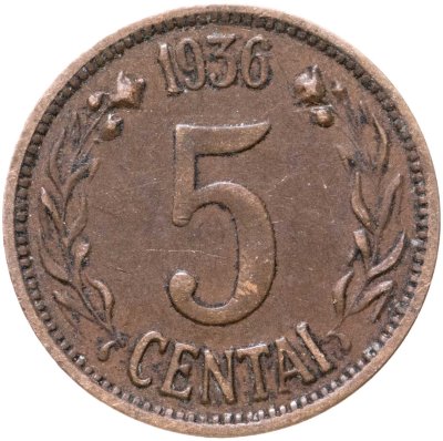купить Литва 5 центов (centai) 1936