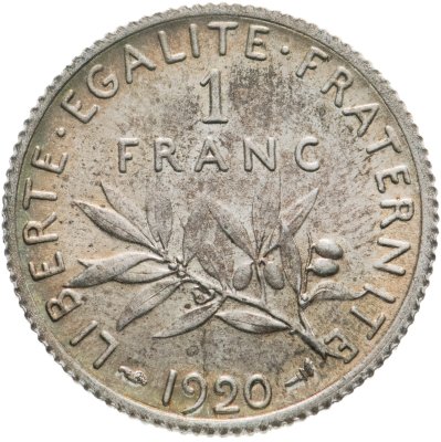 купить Франция 1 франк (franc) 1920