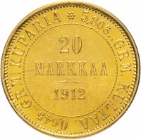 Купить 20 марок (markkaa) 1912 монета для Финляндии