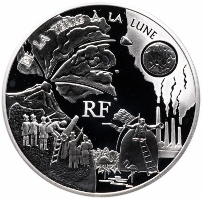 купить Франция 1,5 евро (euro) 2005 Proof "Жюль Верн. «С Земли на Луну из пушки прямым путём за 97 часов 20 минут»"