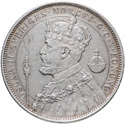 купить Швеция 2 кроны (kronor) 1897 25 лет вступлению на престол Короля Оскара II (серебряный юбилей)