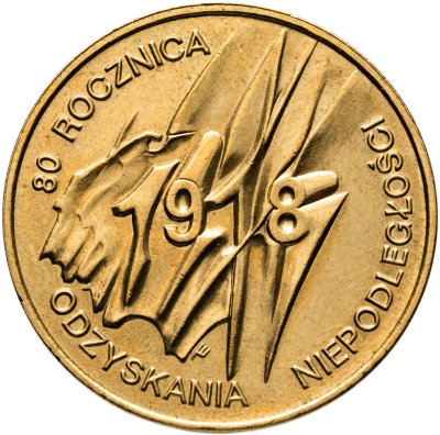 купить Польша 2 злотых (zlote) 1998 "80 лет независимости Польши"